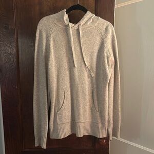 Cream Hooded Sweater with Soft Knitted Texture